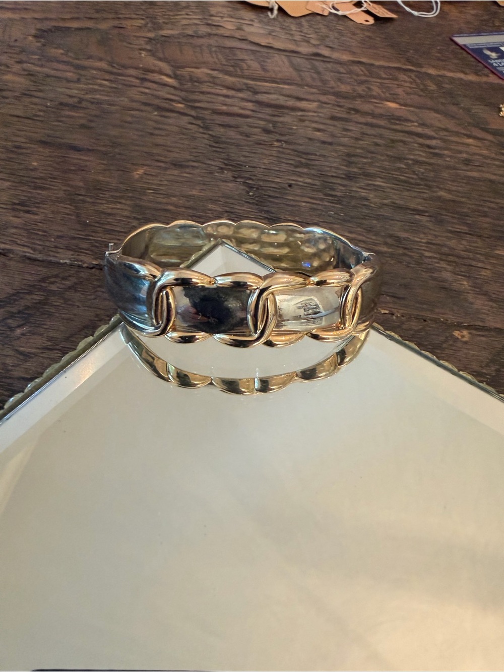 Gold and Silver Tone Hinged Cuff Bracelet - Women Jewelry - Picture 2 of 5